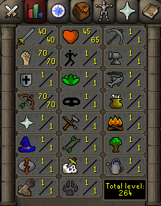 OSRS Account with 40 attack, 70 strength, 1 defense, 70 ranged