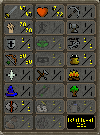 OSRS Account with 40 attack, 70 strength, 1 defense, 80 ranged