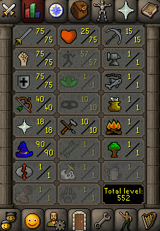 OSRS Account with 75 attack, 75 strength, 75 defense, 90 magic