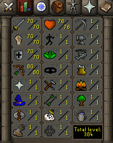 OSRS Account with 70 attack, 70 strength, 70 defense, 80 ranged