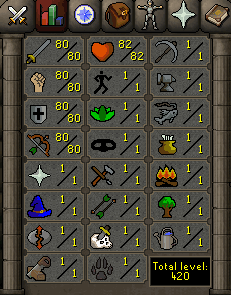 OSRS Account with 80 attack, 80 strength, 80 defense, 80 ranged