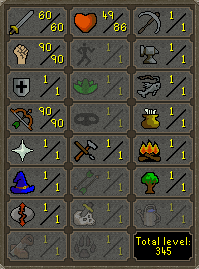OSRS Account with 60 attack, 90 strength, 1 defense, 90 ranged