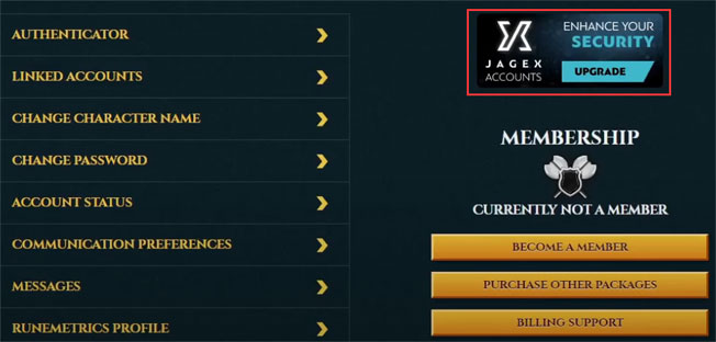 Jagex account upgrade