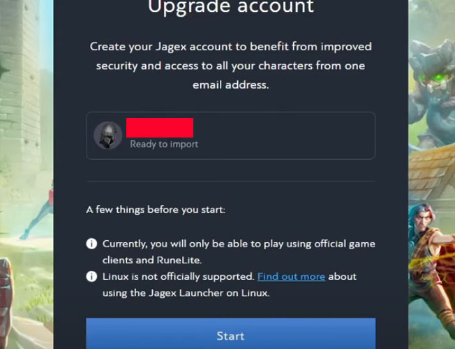 Jagex account upgrade